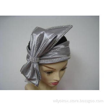 Sunday Ladies' Church Hats With Big Bow rhinstone For Party